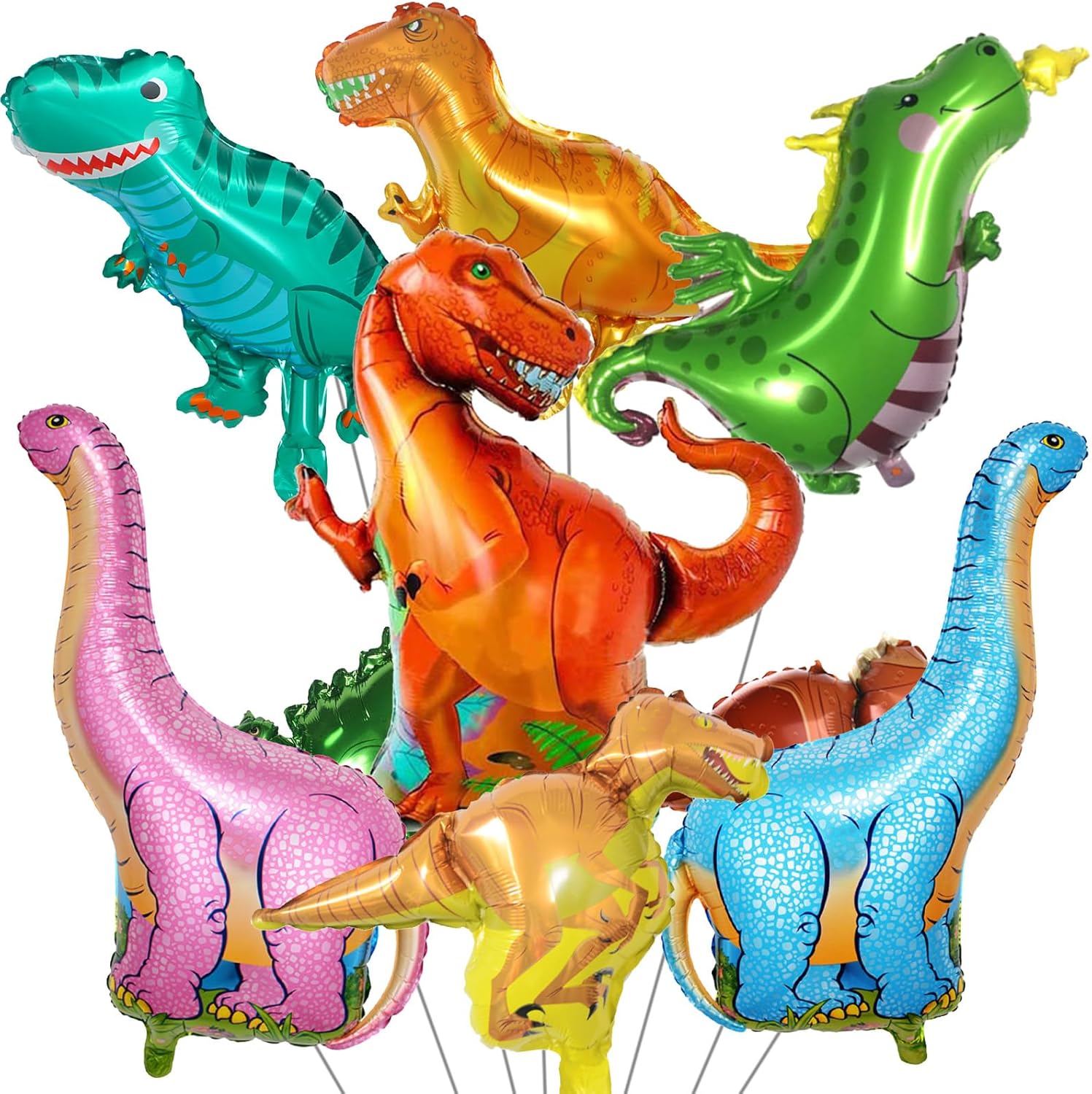 Dinosaur Foil Balloons Set 7 Pieces for Kids Party