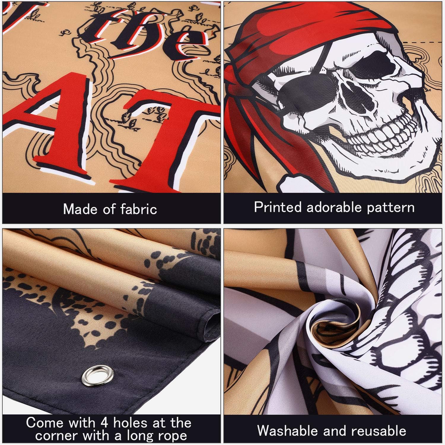 Beware of Pirates Door Banner for Party Decorations
