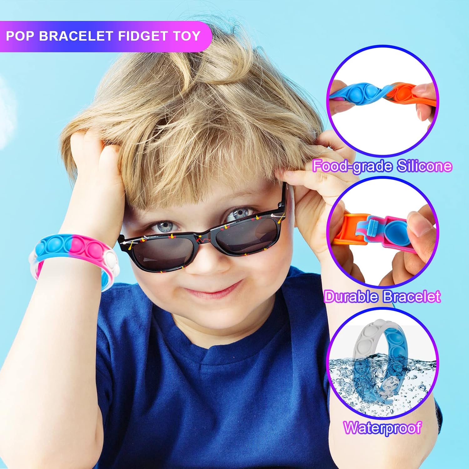 Genuvi Pop Bracelets Fidget Toys 24 Pack Bulk