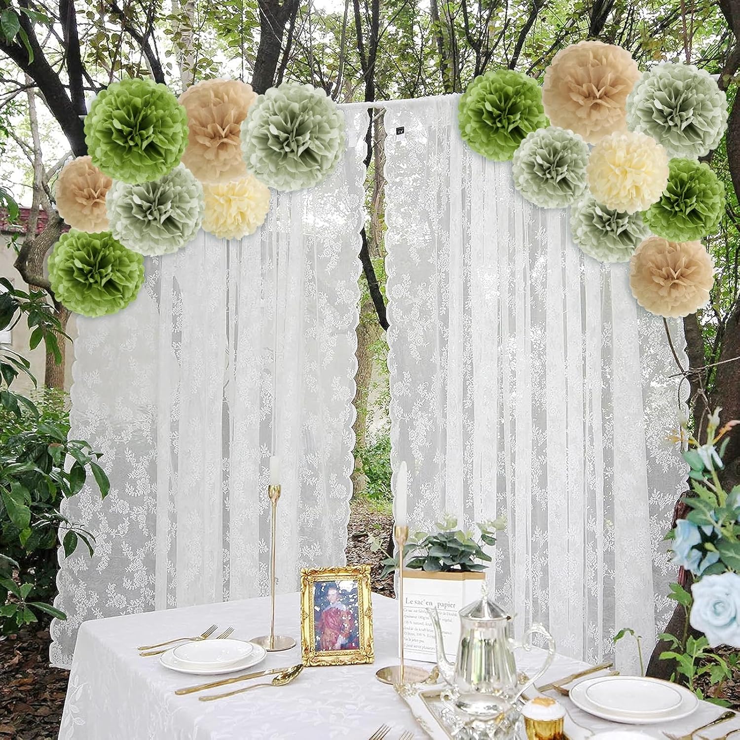 Easy Joy Olive Sage Green Pom Poms Party Decorations