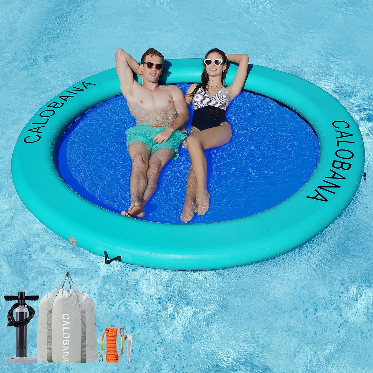 CALOBANA Round Floating Ring Inflatable Water Hammock for Adults