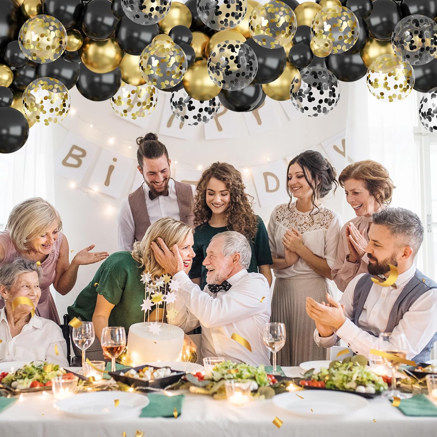 Black and Gold Balloon Garland Kit 114Pcs