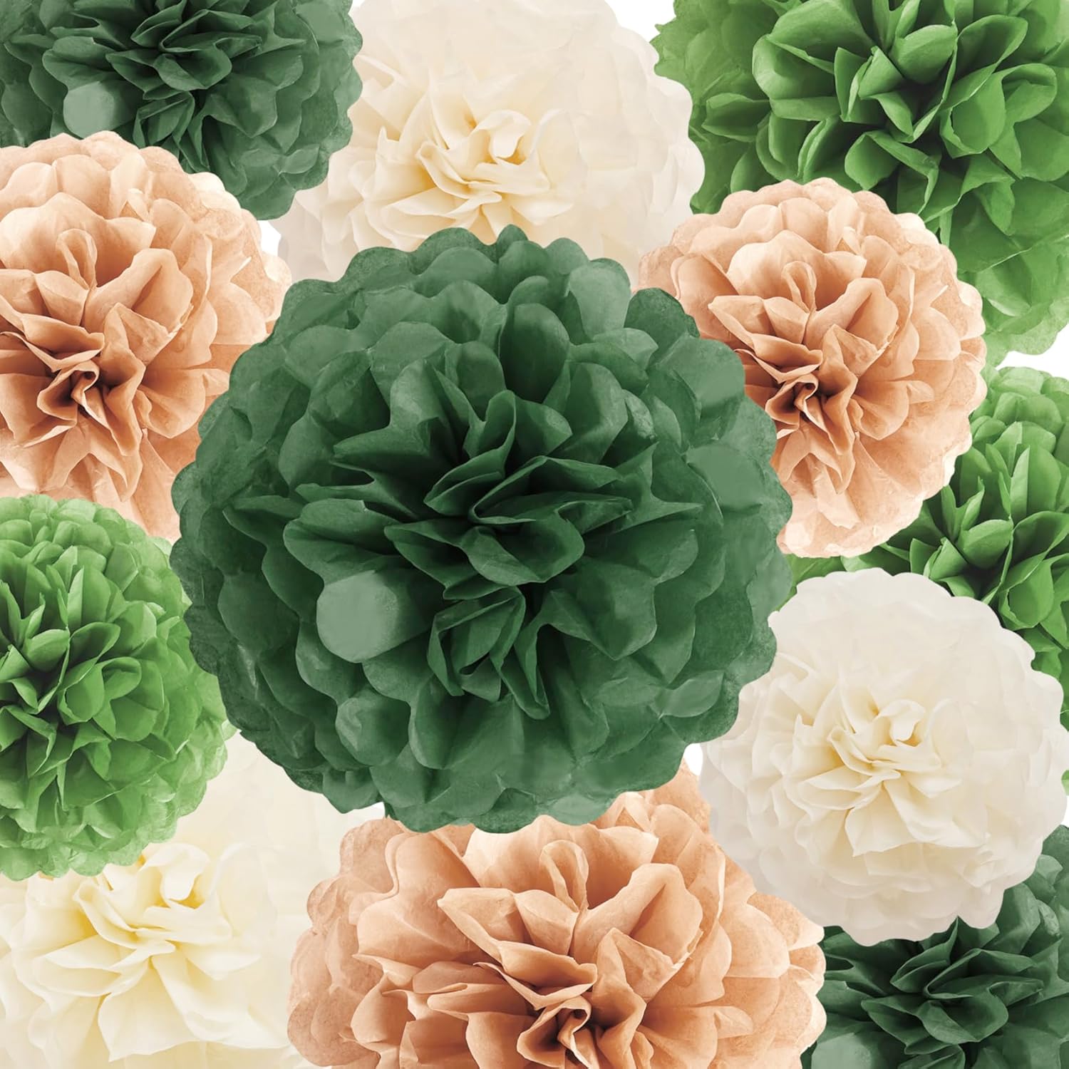 Green Birthday Decorations Kit with Pom Poms and Banner