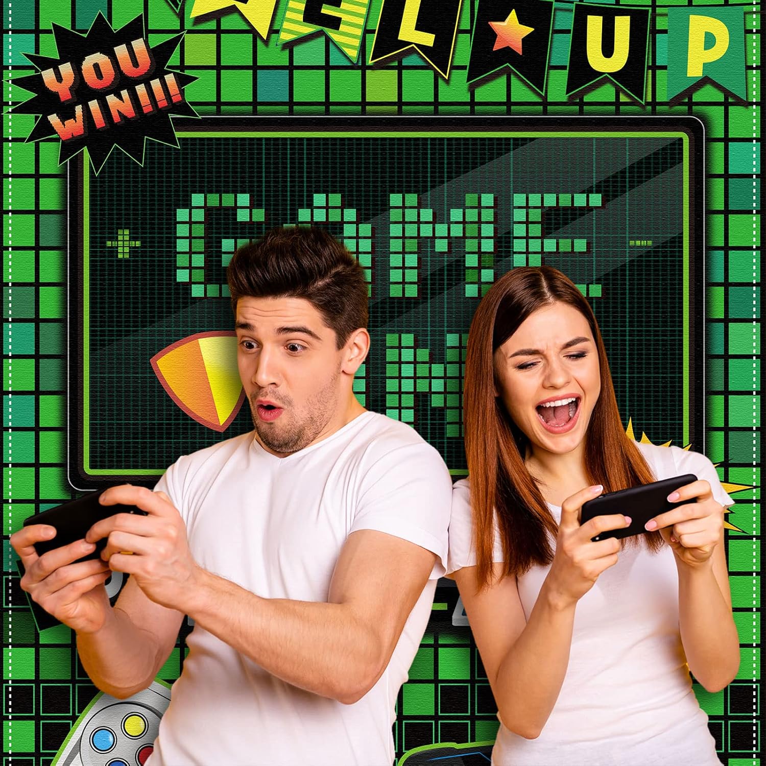 Blulu Video Game Party Photo Banner Backdrop Decor