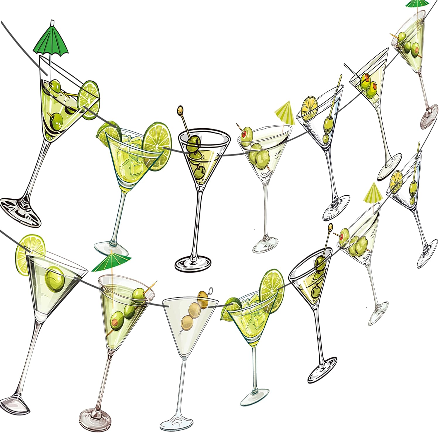 Martini Party Banners 2pcs Cocktail Cup Decorations