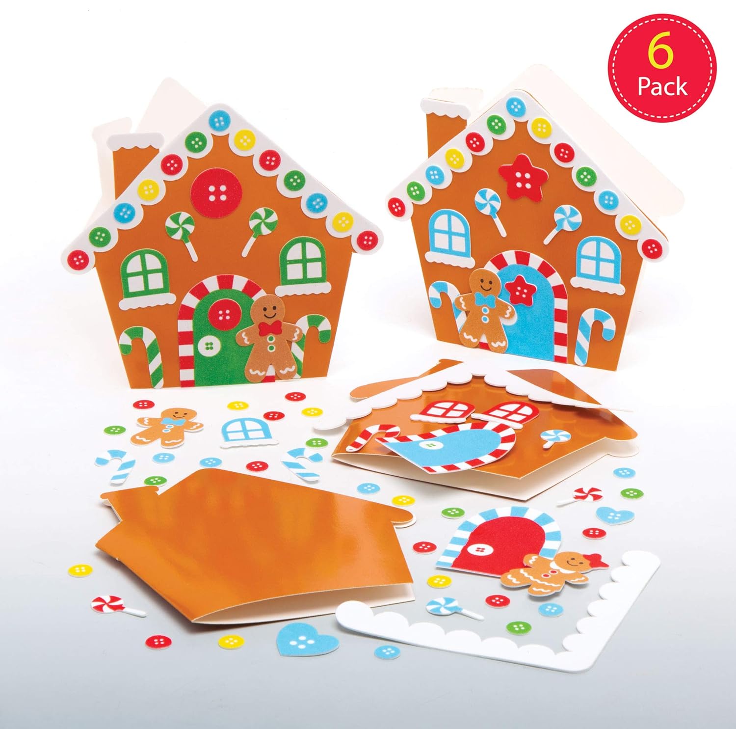Baker Ross Gingerbread House Mix Match Card Kits Pack of 6