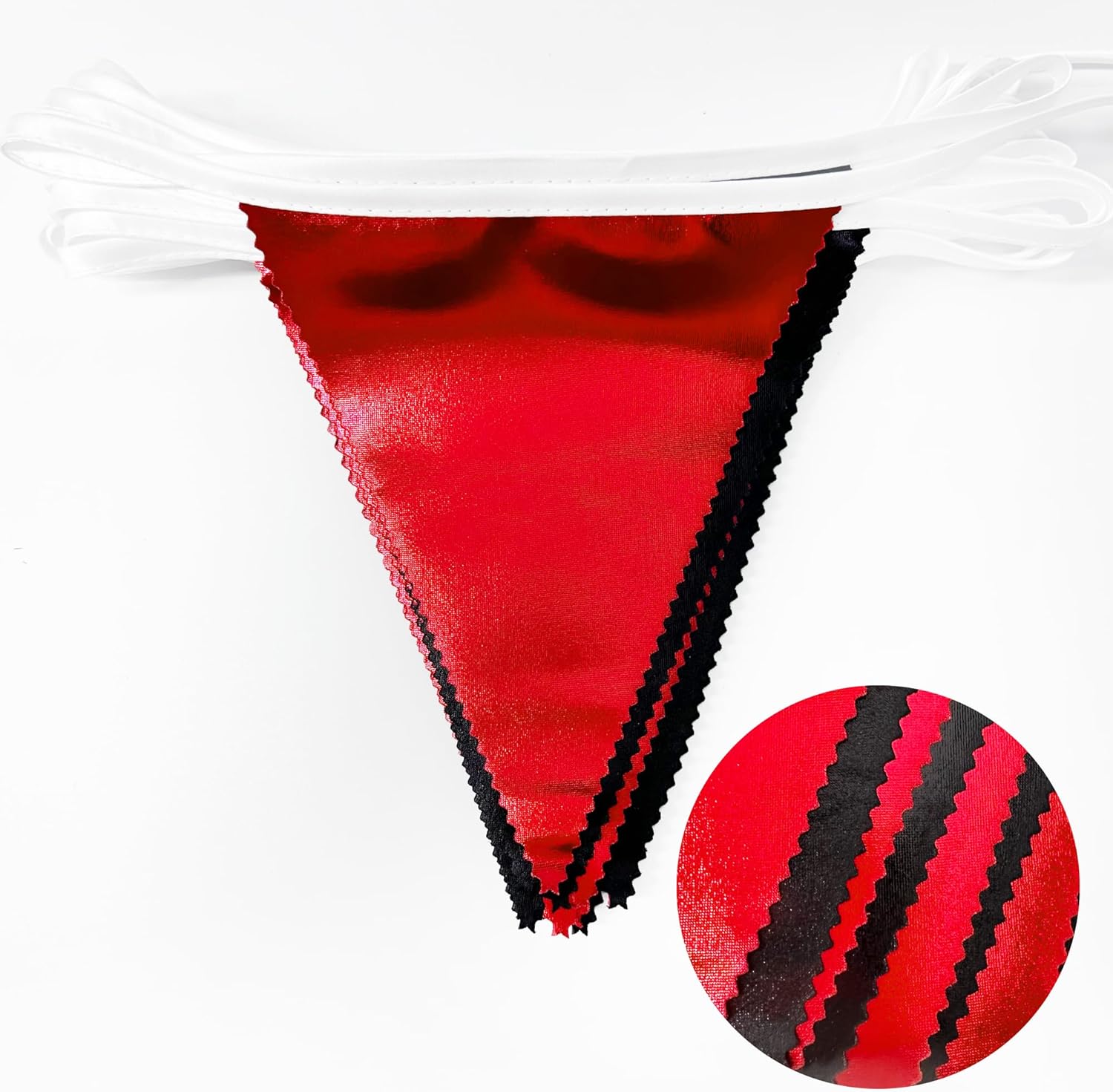 Red Black Metallic Fabric Triangle Pennant Banner Flag Bunting Garland