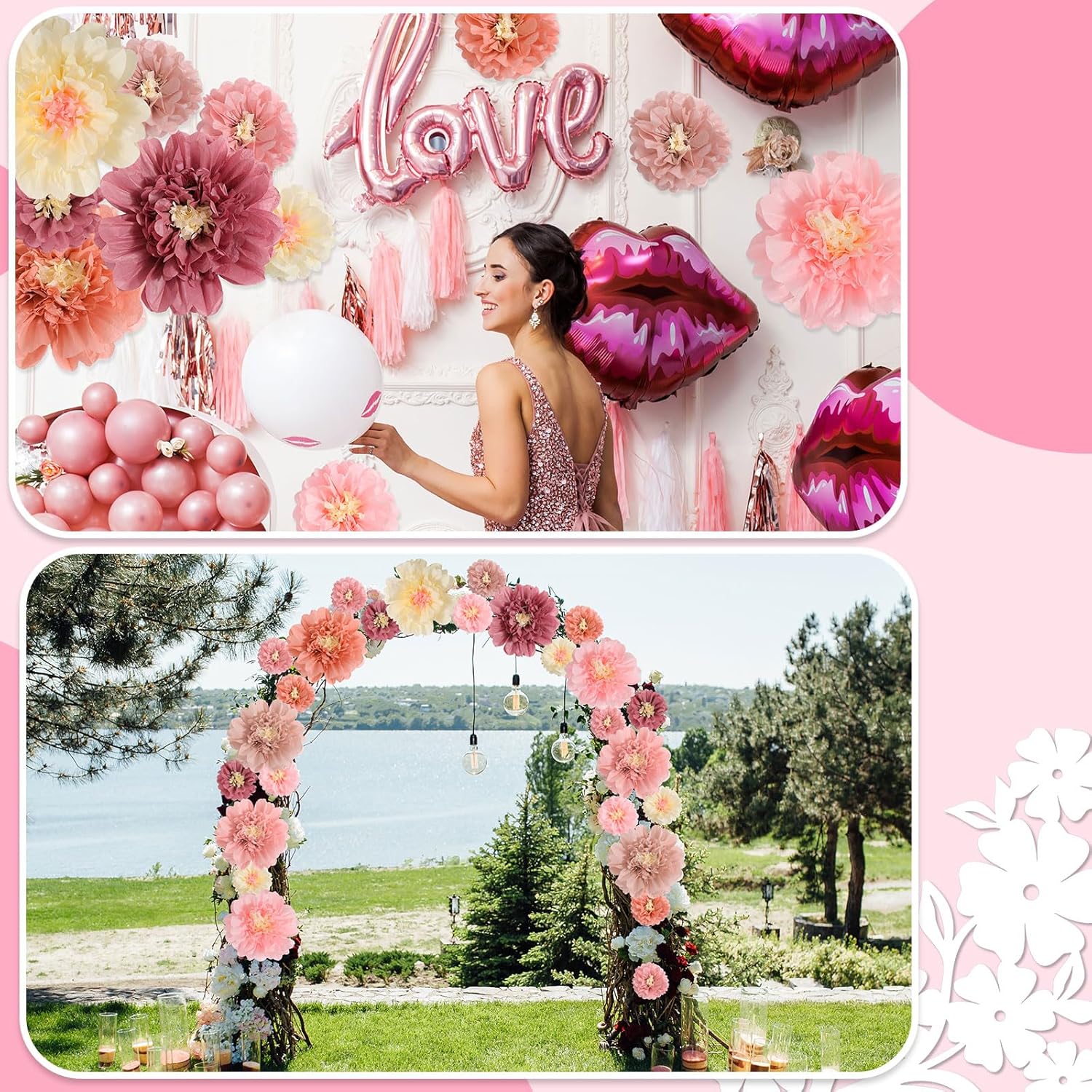MotiMind 18 Pcs Tissue Paper Flowers Decorations
