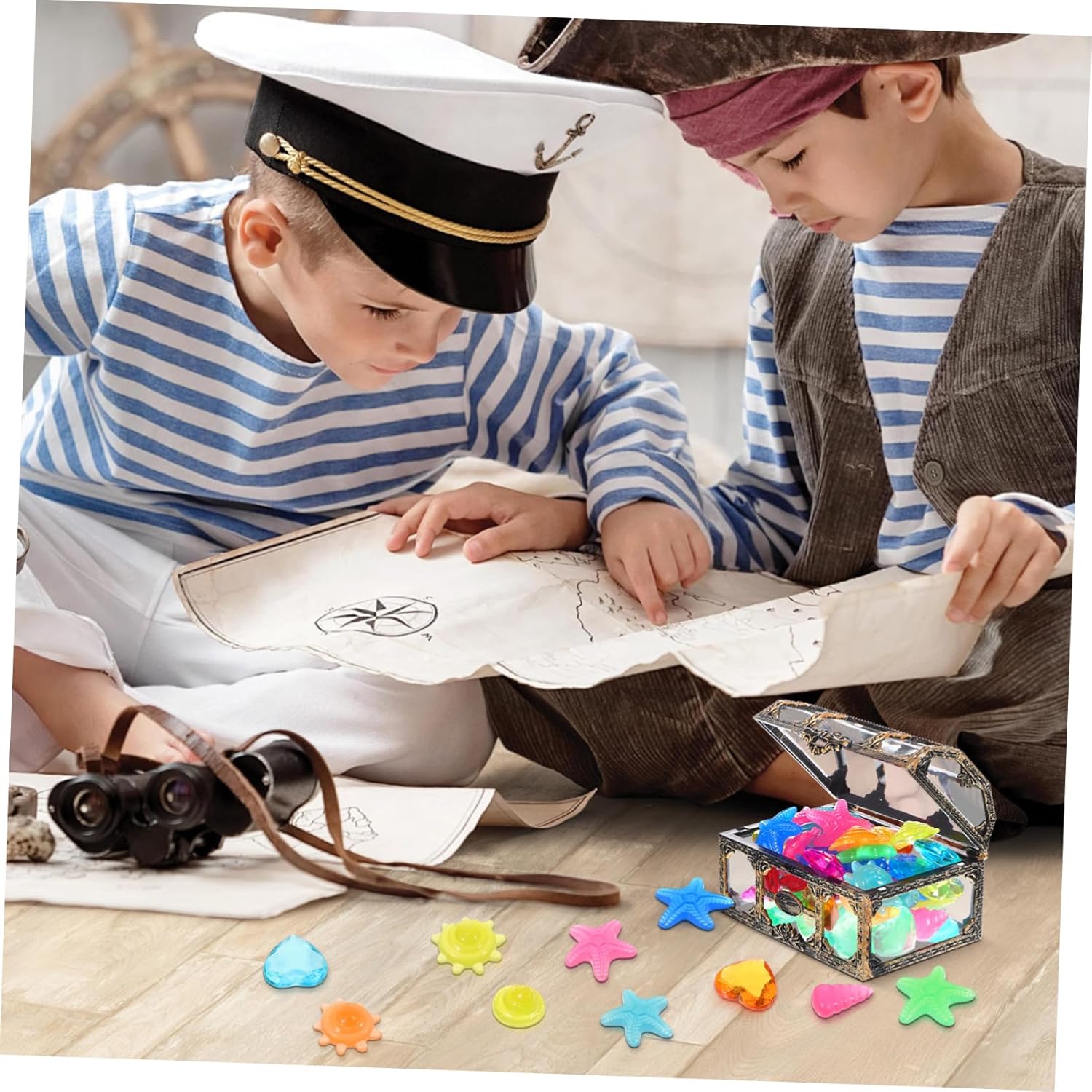 KESYOO Pirate Treasure Chest Pool Toy Diving Gems