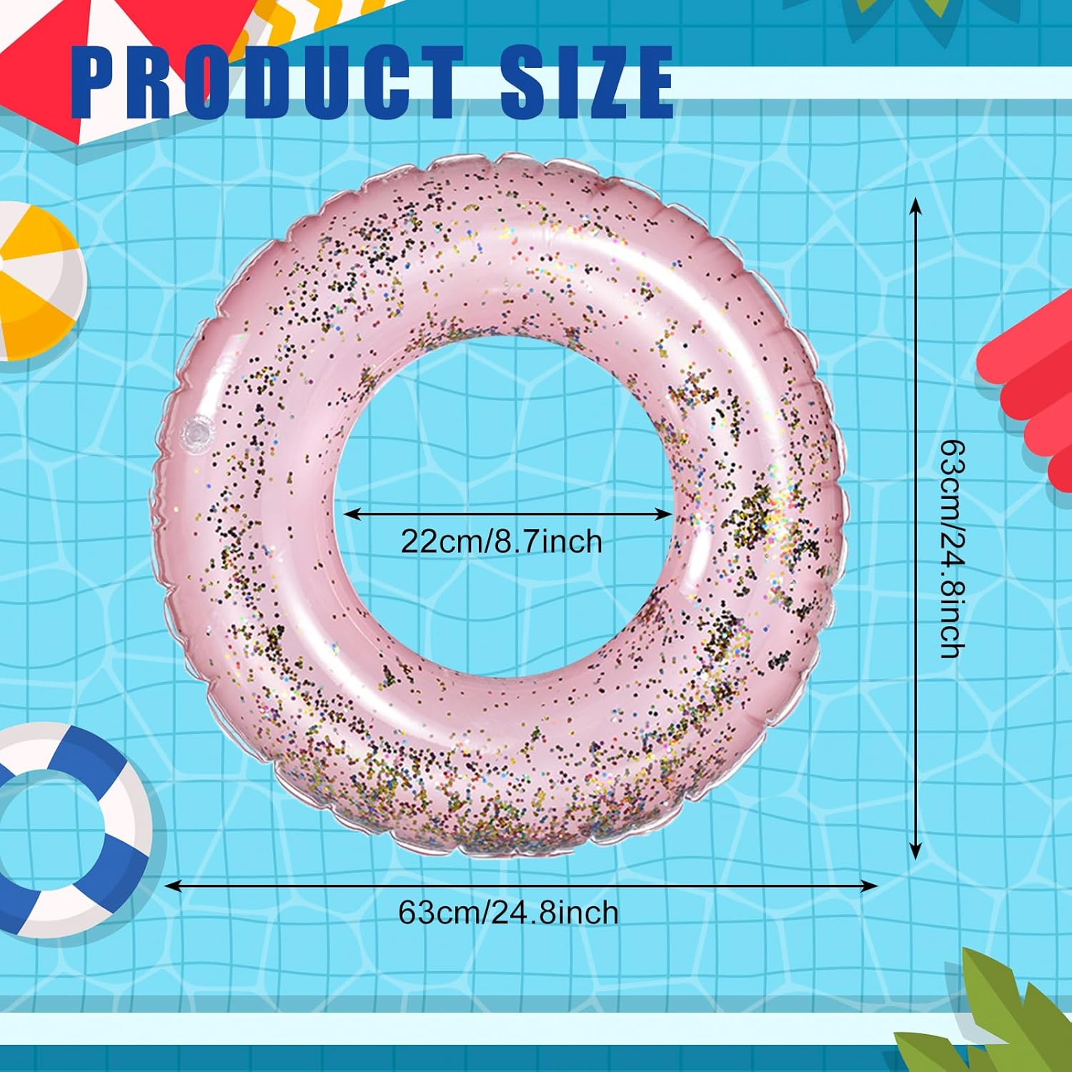 Whaline 4Pcs Glitter Rose Gold Swim Rings