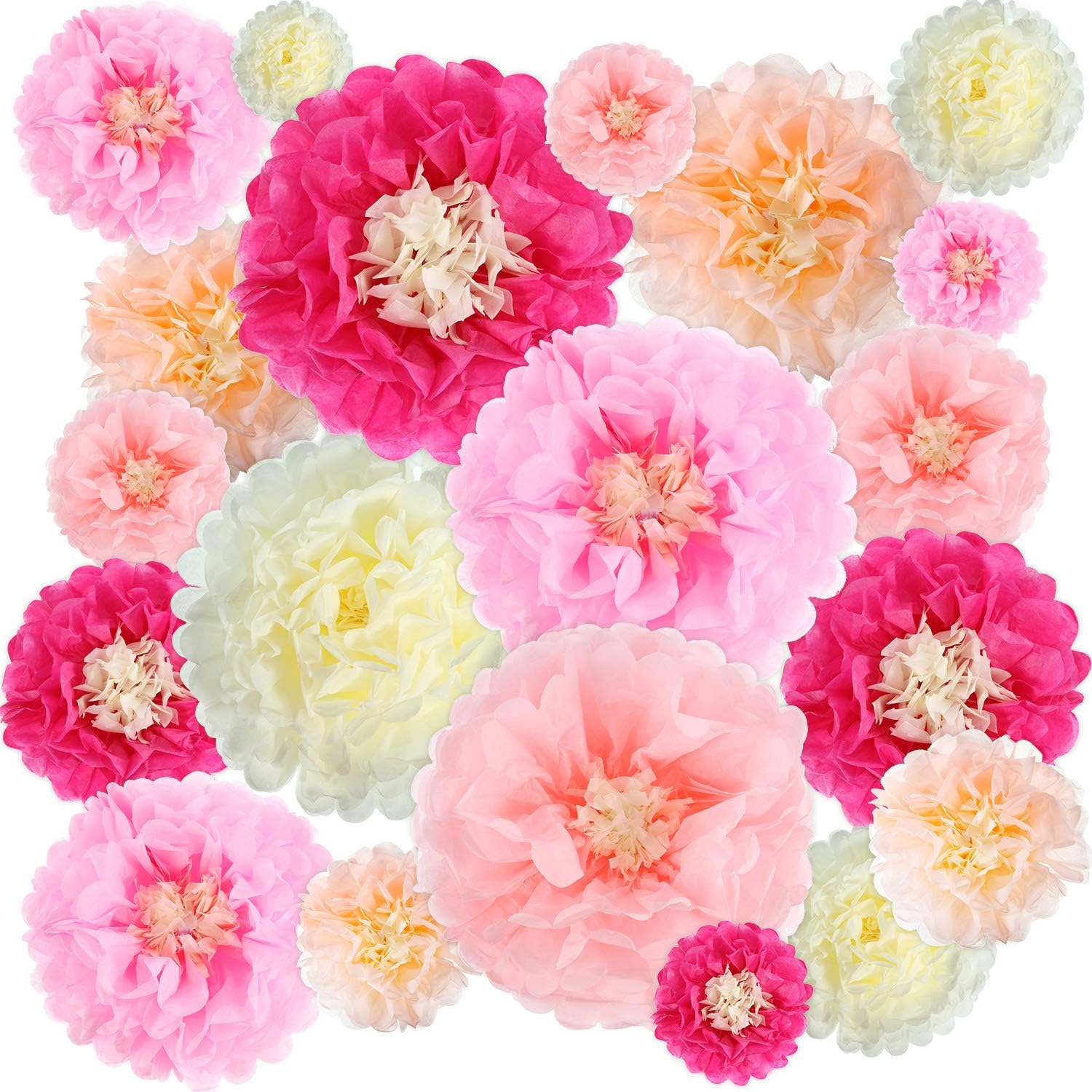Gejoy 20 Piece Mexican Day of the Dead Paper Flower Pom Poms Set