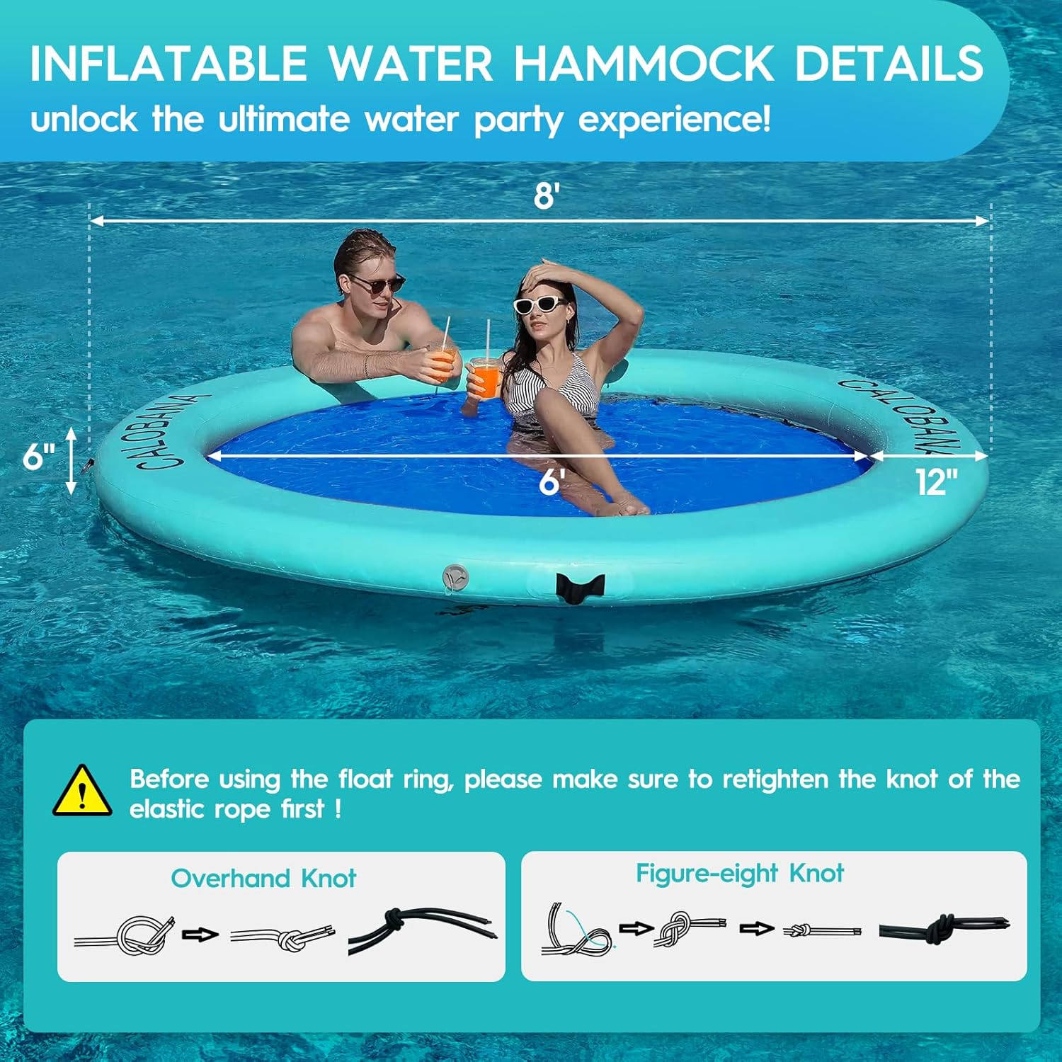 CALOBANA Round Floating Ring Inflatable Water Hammock for Adults