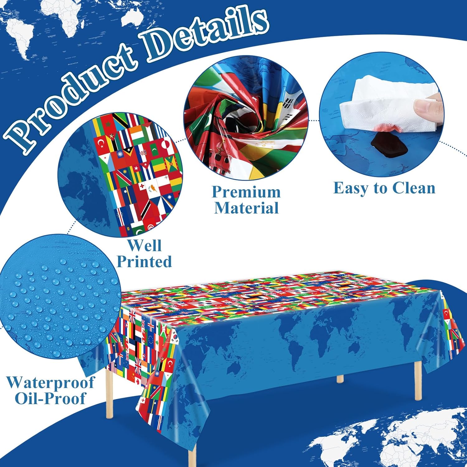 6 Pieces International Flag Table Cover for Parties