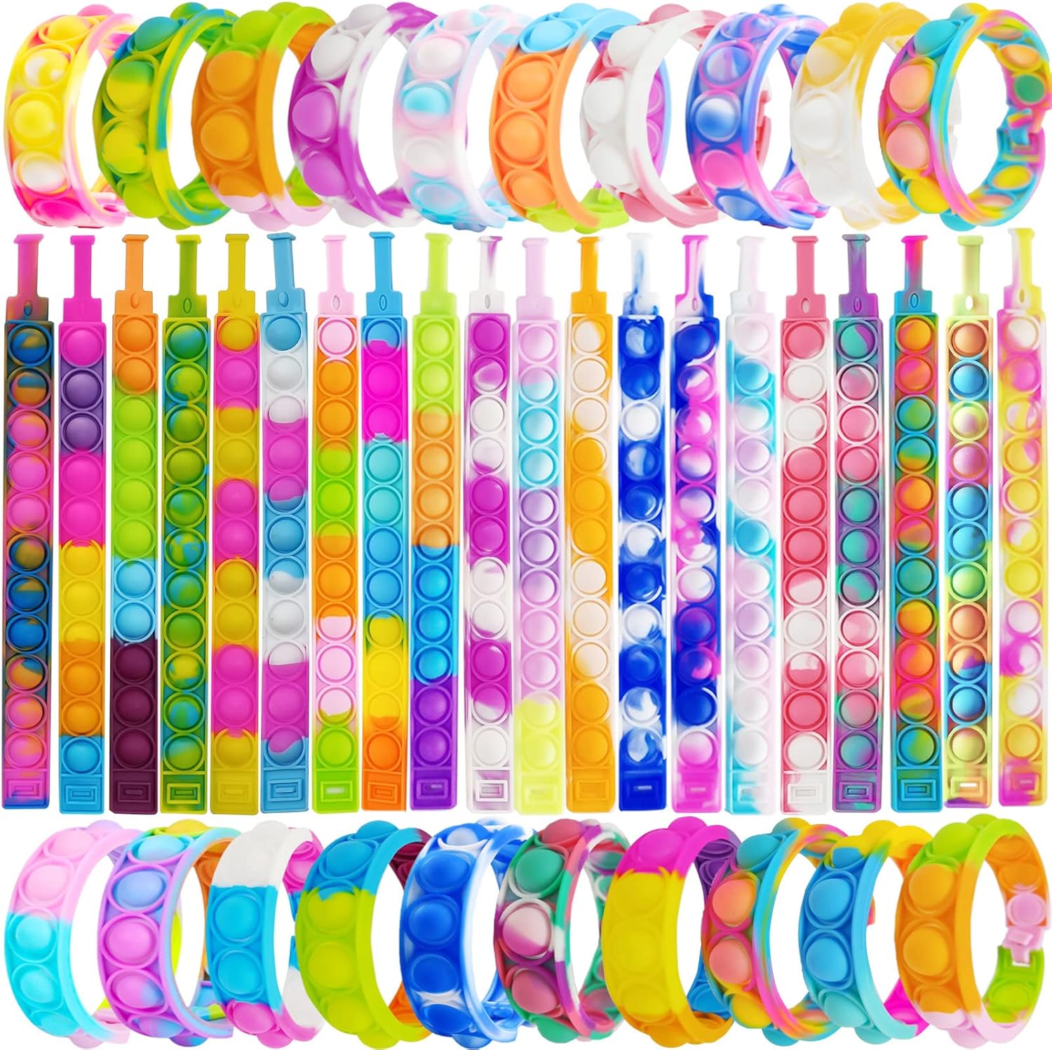 120 Pcs Pop Bracelet Bubble Fidget Toys for Kids and Adults