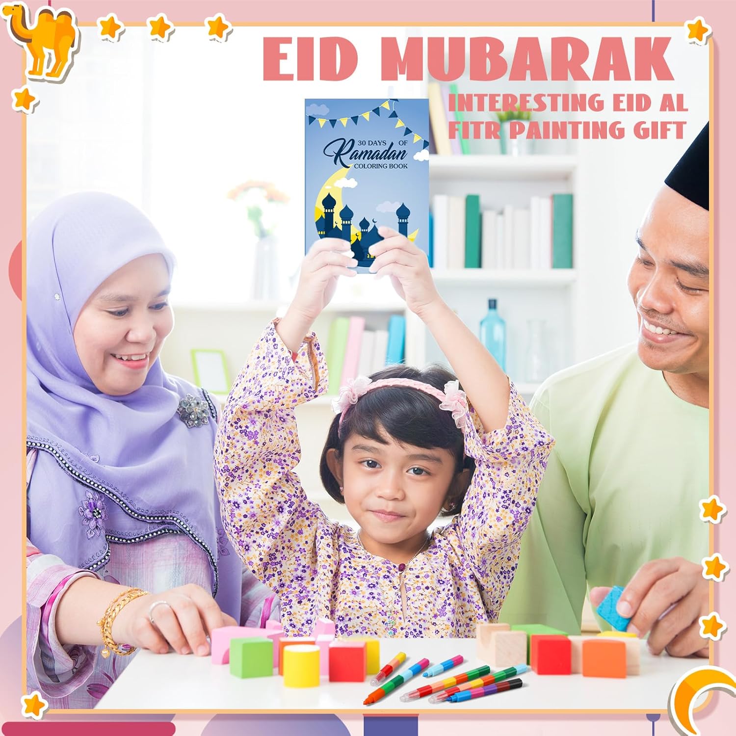 Zhanmai 48 Pcs Ramadan Activity Book Set with Stacking Crayons