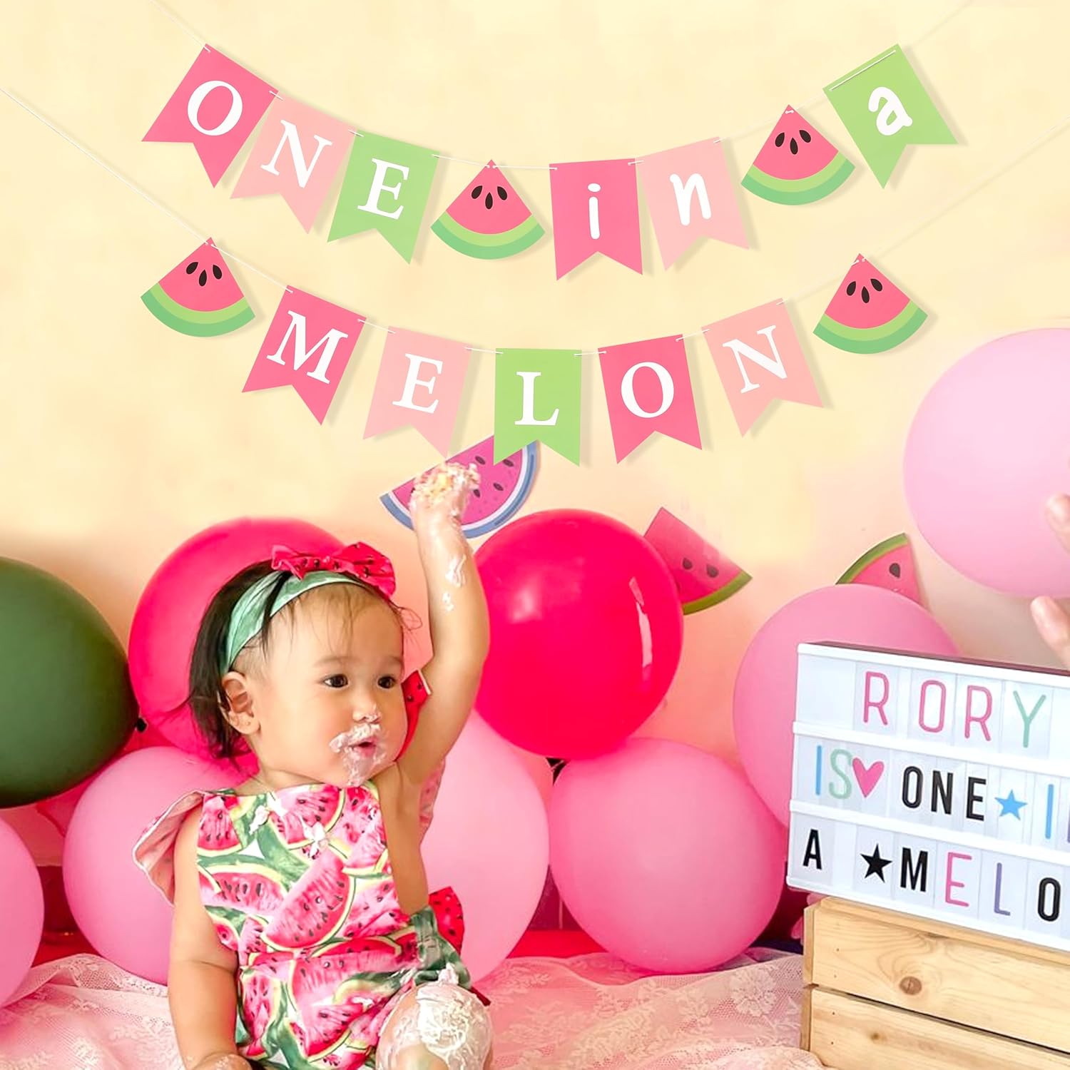 One in a Melon Birthday Banner - Watermelon Party Decoration