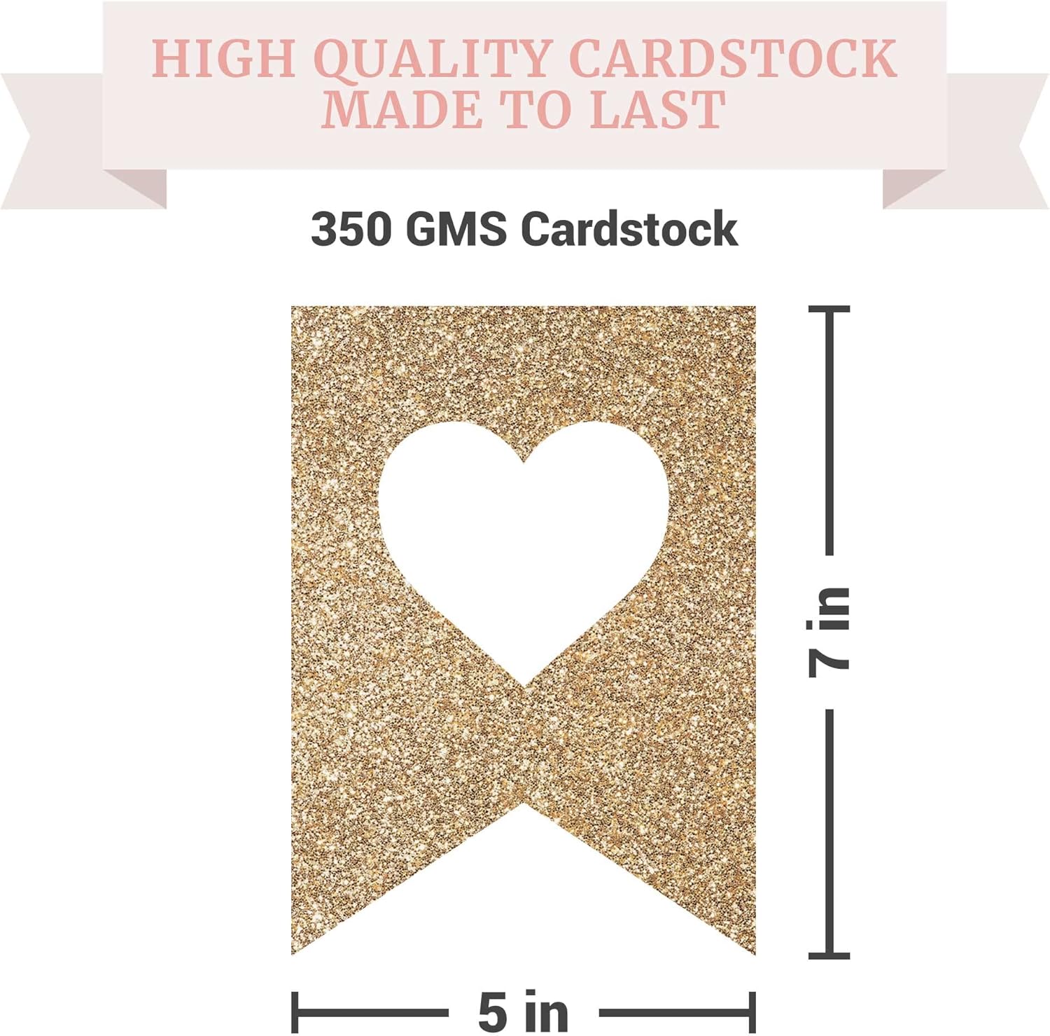 Pre-Strung Gold Glitter Just Married Banner