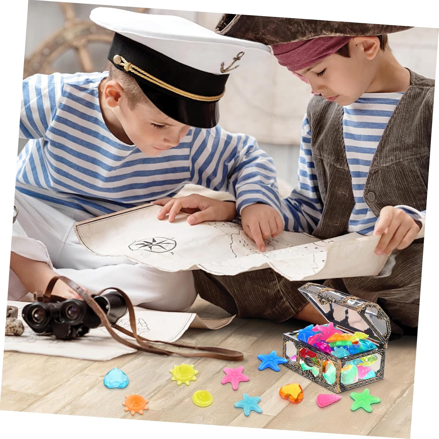 VANZACK Pirate Treasure Chest Glowing Stones Pool Toy Favors