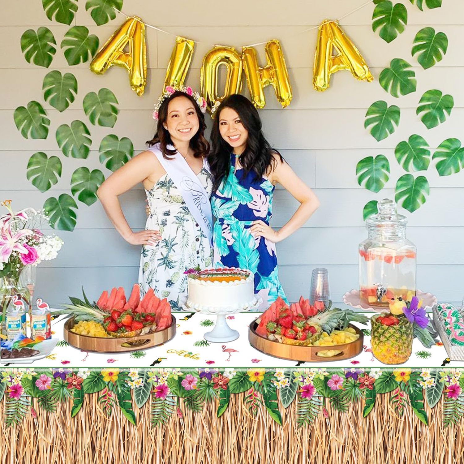 4 Pack Hawaiian Luau Grass Tablecloths for Parties