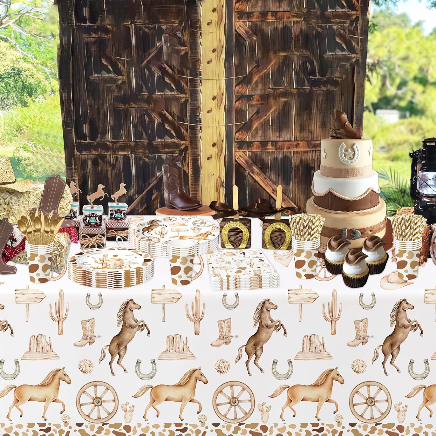 Western Cowboy Party Decorations Tablecloth 3 Pack