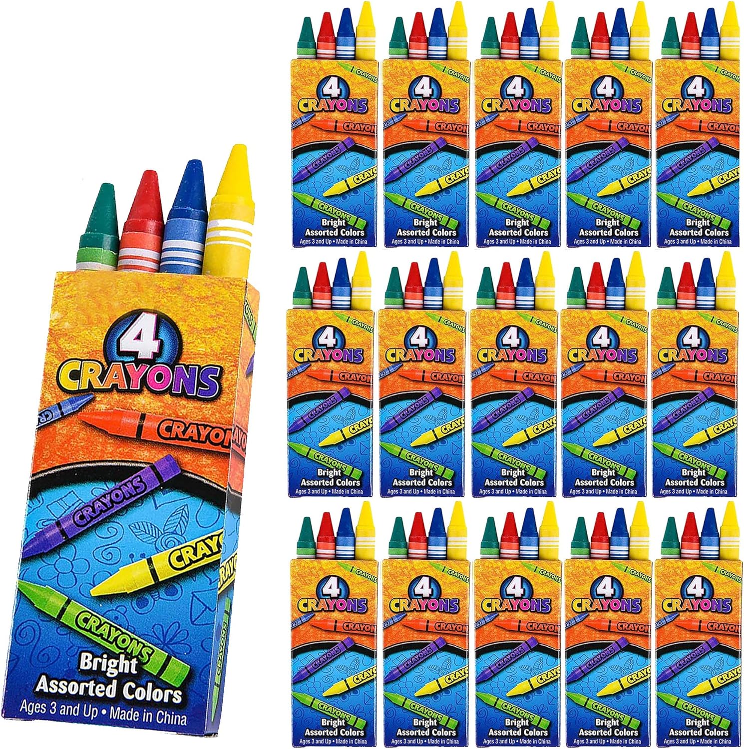 4Es Novelty 144 Box 4 Pack Crayons for Kids