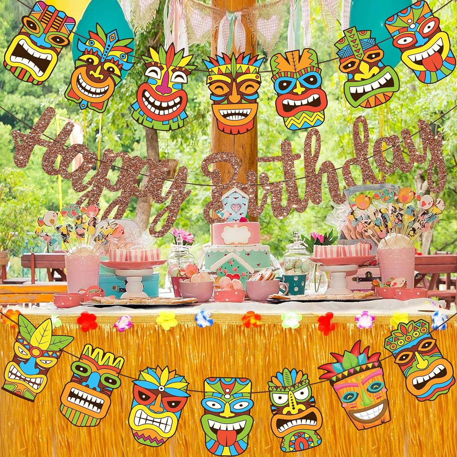 Hawaii Tiki Birthday Party Decor Banners