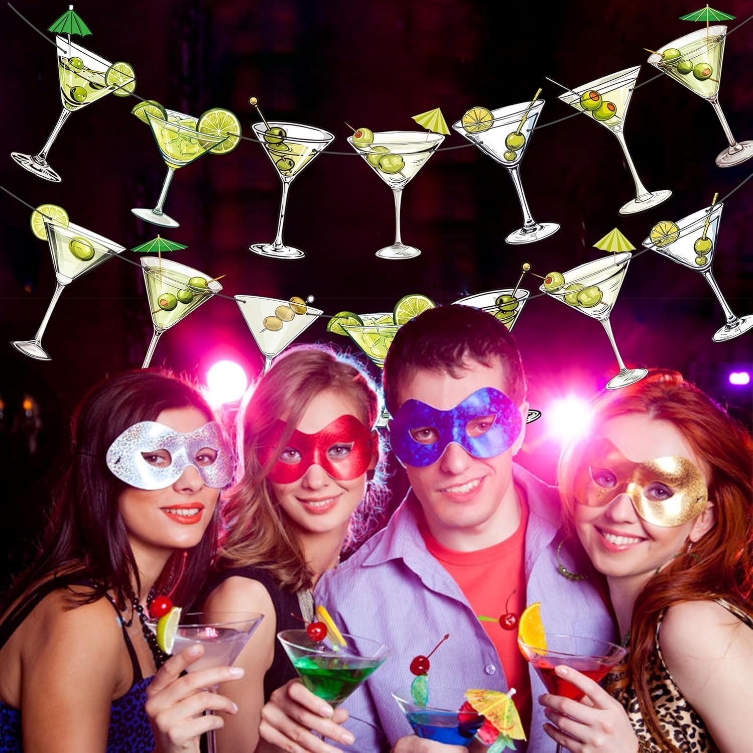 Martini Party Banners 2pcs Cocktail Cup Decorations