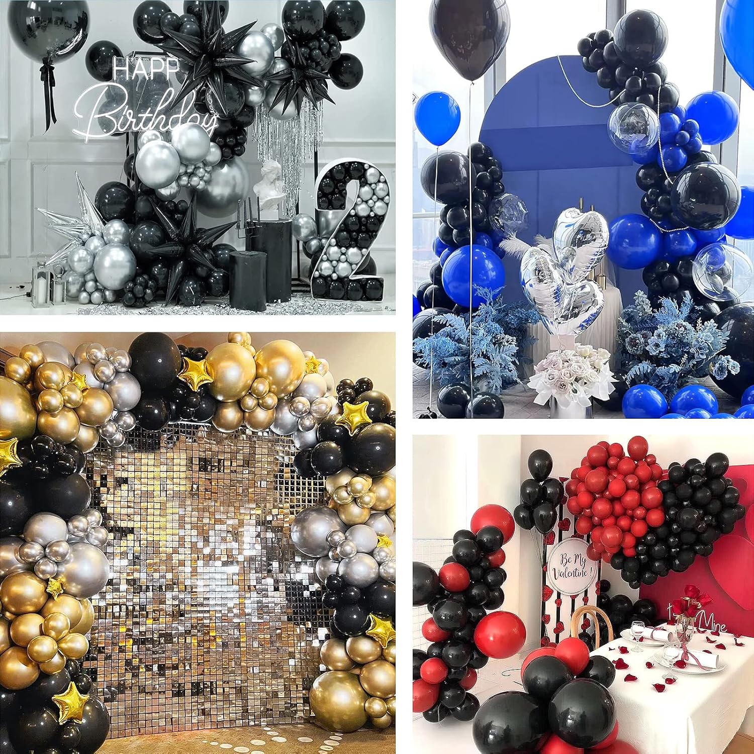 FOTIOMRG Black Balloons 12 Inch 50 Pack with Ribbon