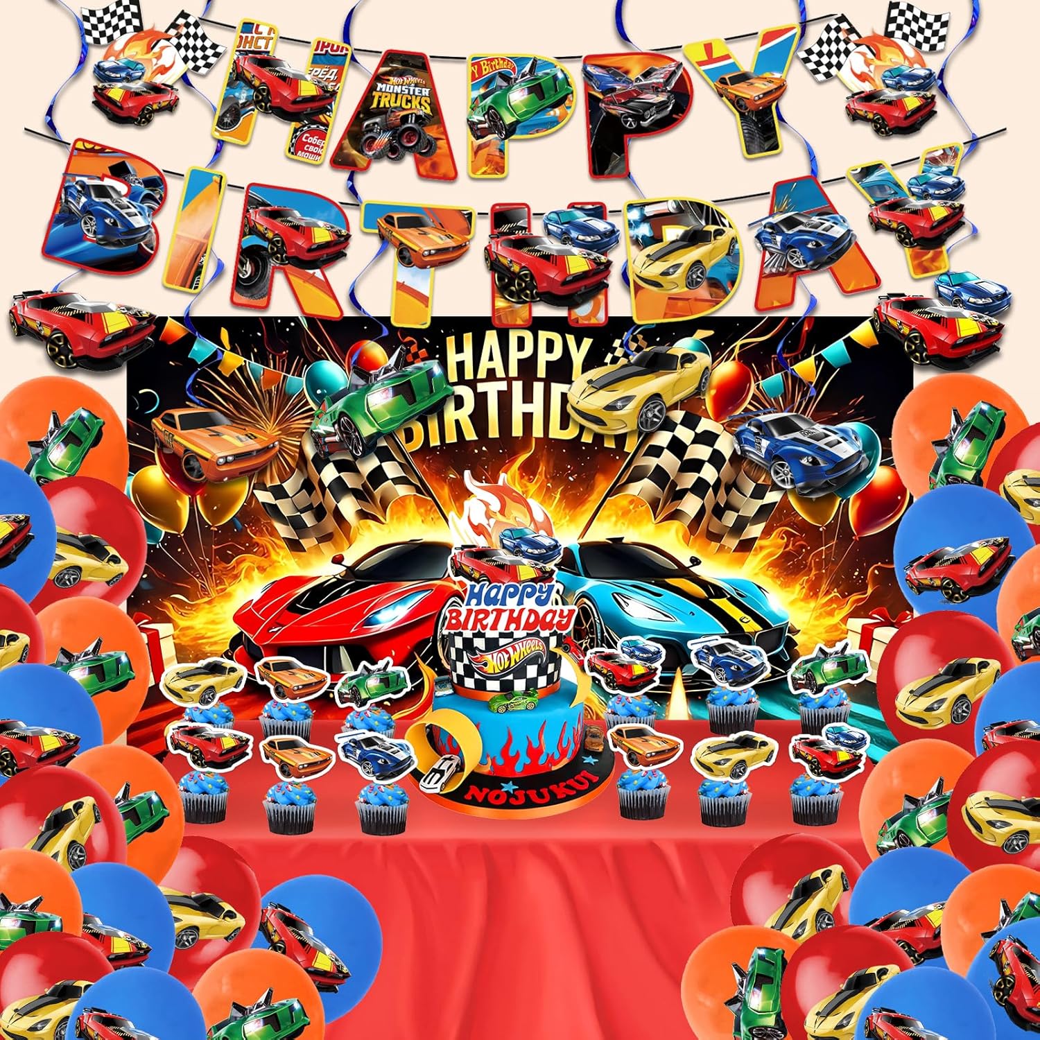 51 Pcs Racing Car Party Decorations for Kids Birthday