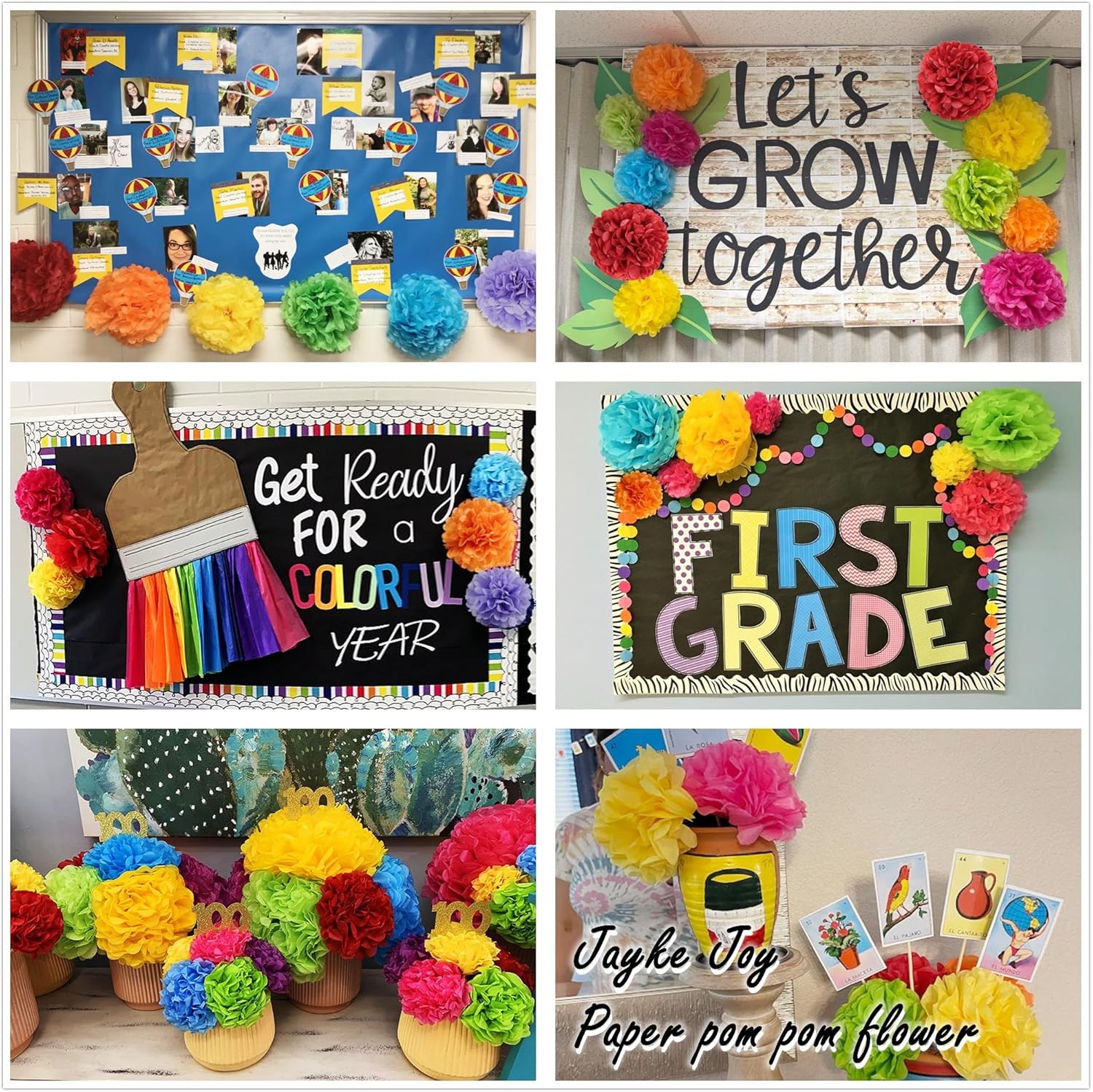 20 Pcs Multicolor Tissue Paper Pom Poms Kit