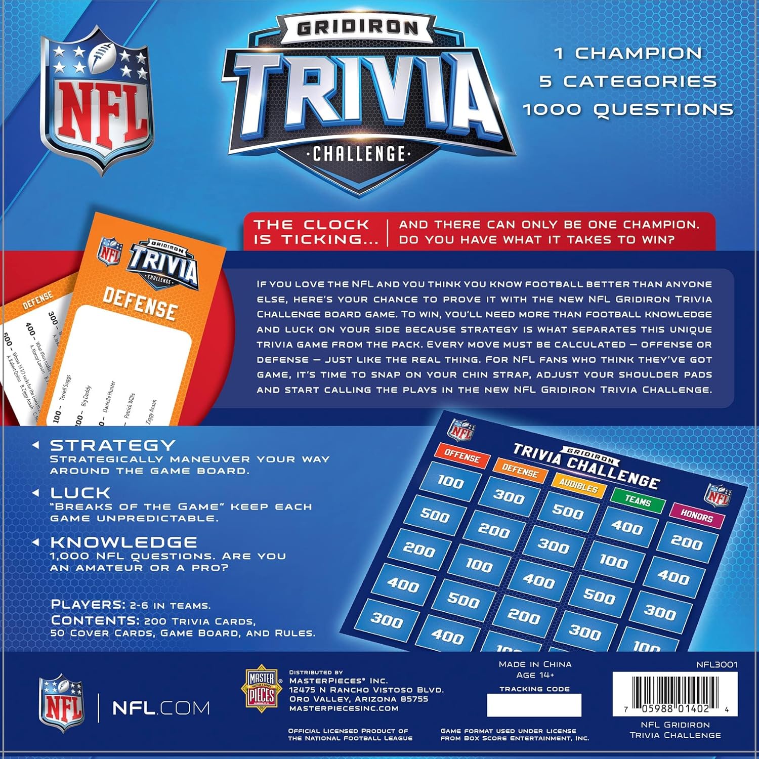 Masterpieces NFL Gridiron Trivia Challenge Board Game