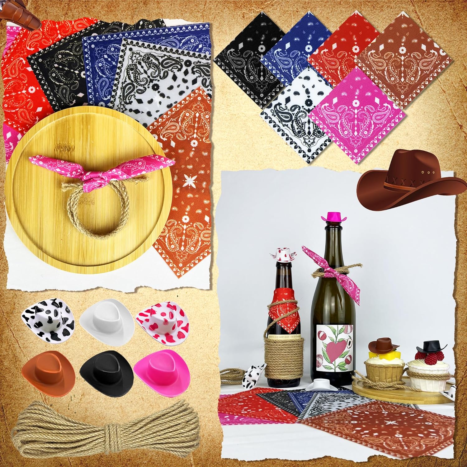 30 Piece Plastic Mini Cowboy Hat Set for Parties