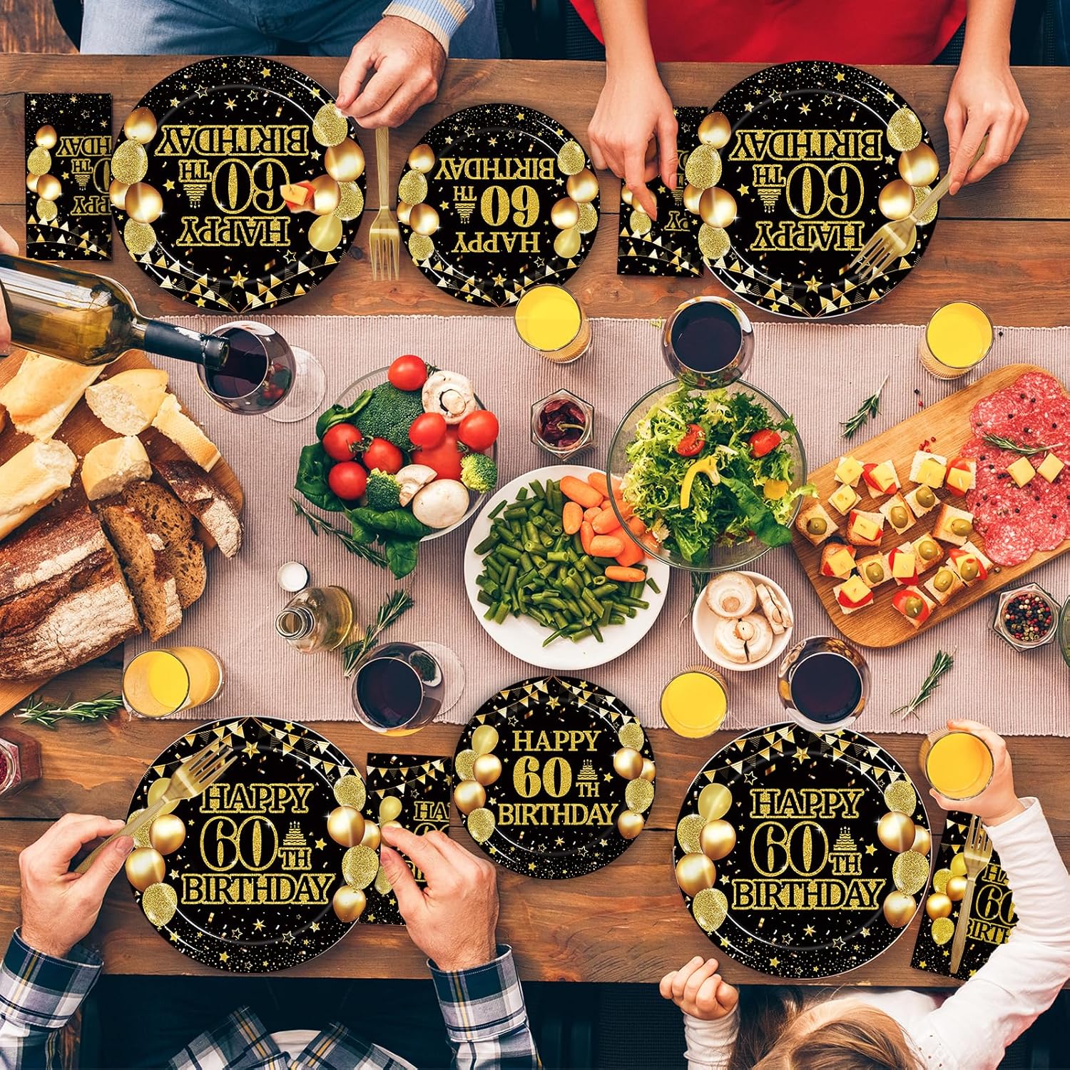 200Pcs 60th Birthday Tableware Set for 50 Guests