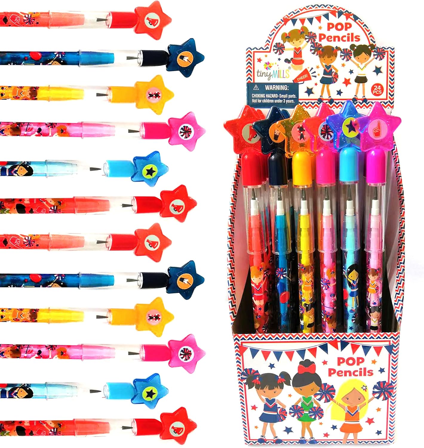 Tinymills Cheerleading Stackable Push Pencil Set 24 Pcs