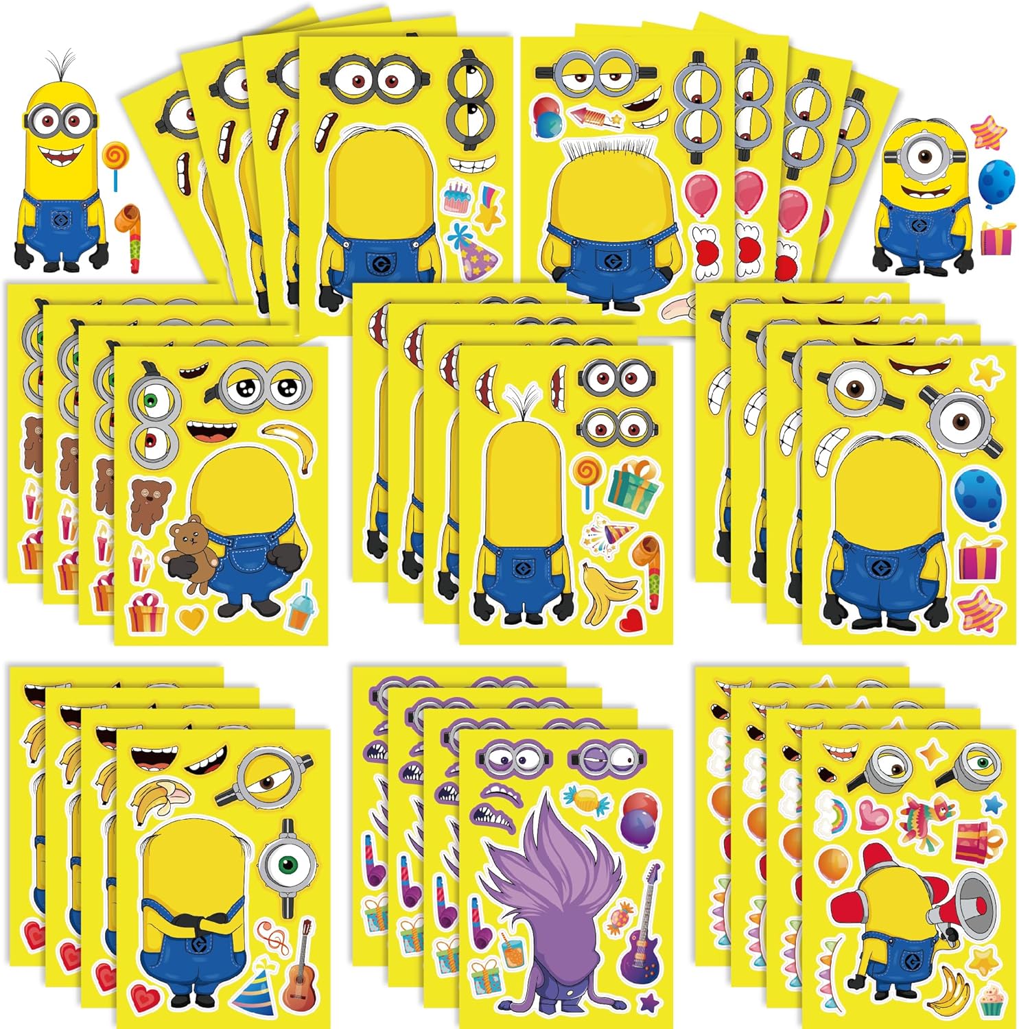 YELTOY Make-a-Face Stickers Sheets 24PCS DIY Mixed Matched with 8 Characters