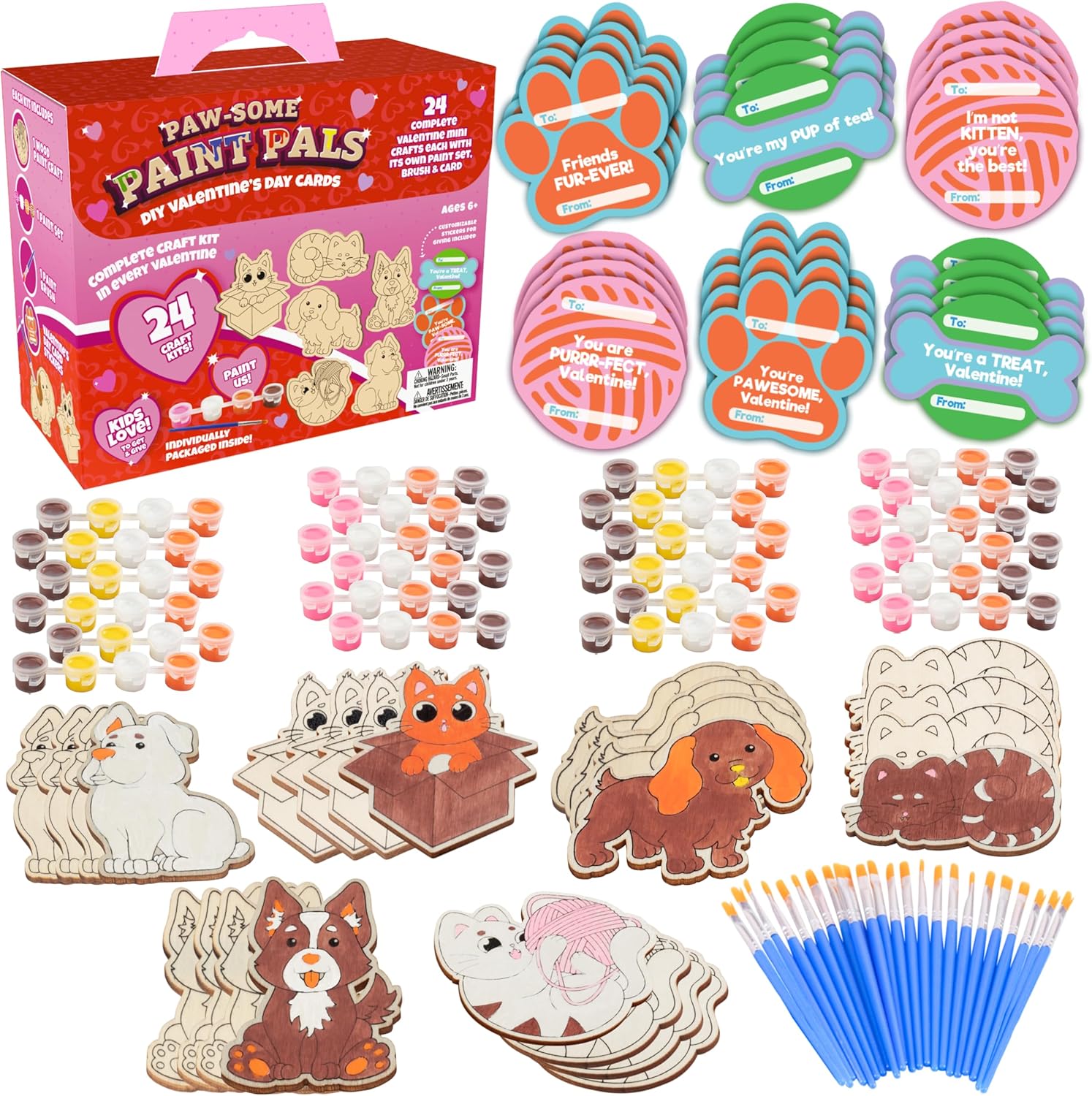 Cat Dog Wood Painting Kits 24 Count