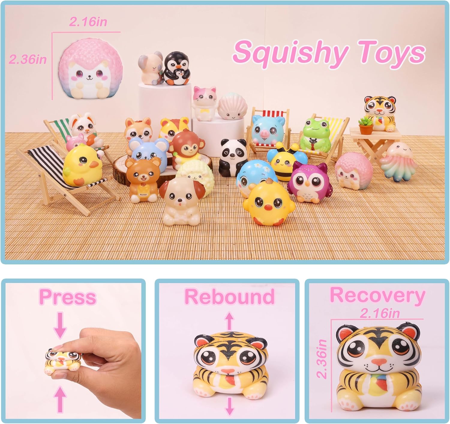 24 PCS Squishies for Kids - Party Favors and Classroom Rewards