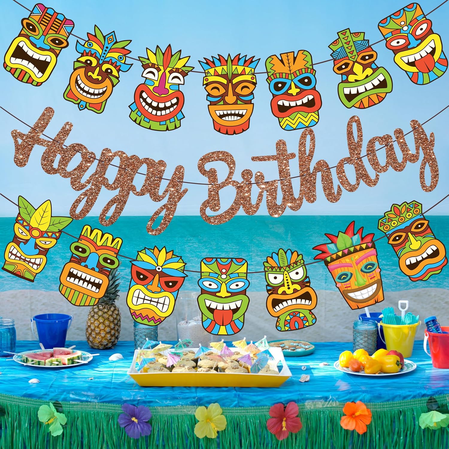 Hawaii Tiki Birthday Party Decor Banners