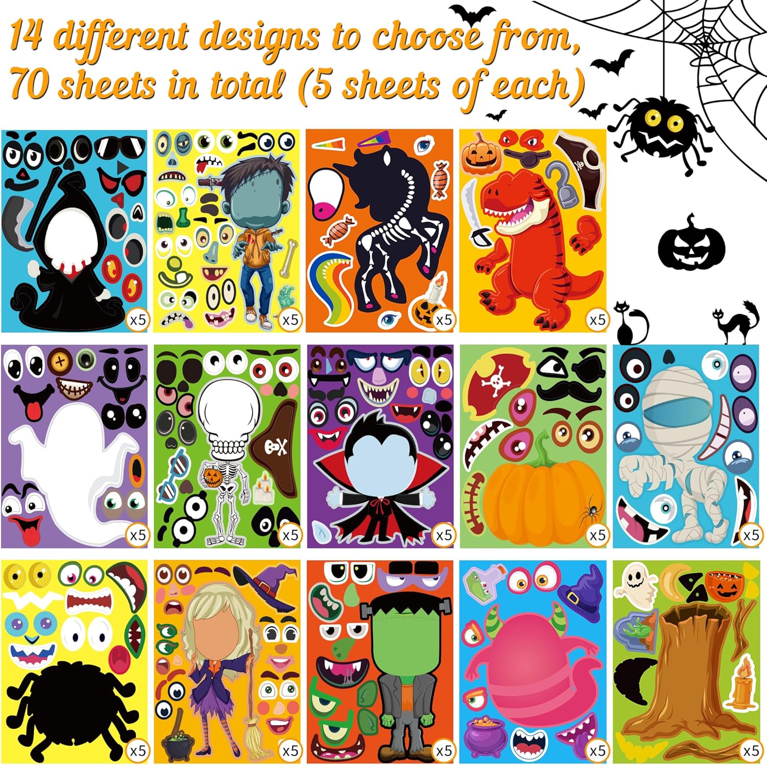 Moon Boat Halloween Sticker Crafts for Kids 70 Sheets