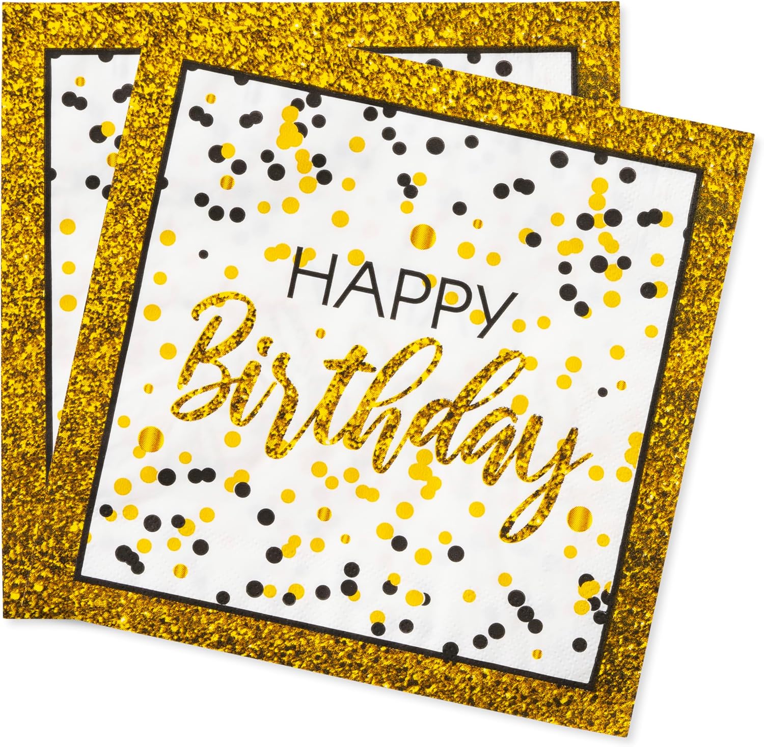 Royal Bluebonnet Black and Gold Birthday Plates Set of 24