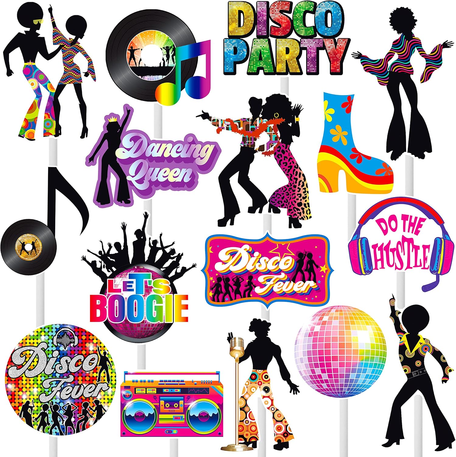 36pcs Disco Party Cupcake Toppers 70s 80s Decorations
