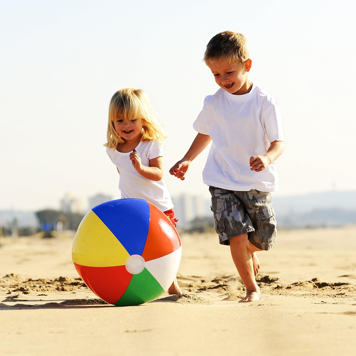 12 Rainbow Colored Inflatable Beach Balls 12 Pack