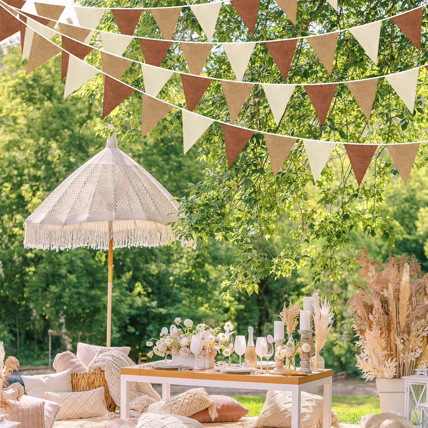Brown Boho Pennant Bunting Garland 32Feet Decorations