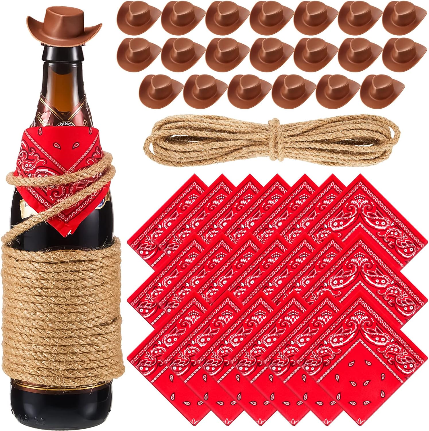 Leitee 20 Piece Mini Cowboy Hats with Bandannas
