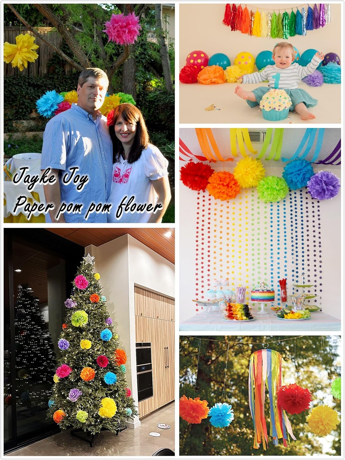 20 Pcs Multicolor Tissue Paper Pom Poms Kit
