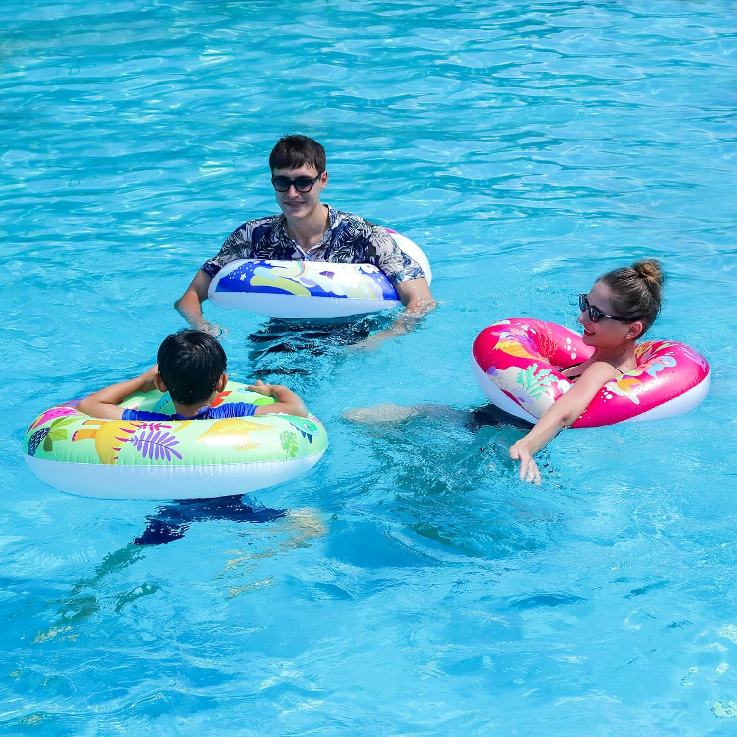 Parentswell 6PCS Big Pool Floats Tubes with Swim Rings and Beach Balls