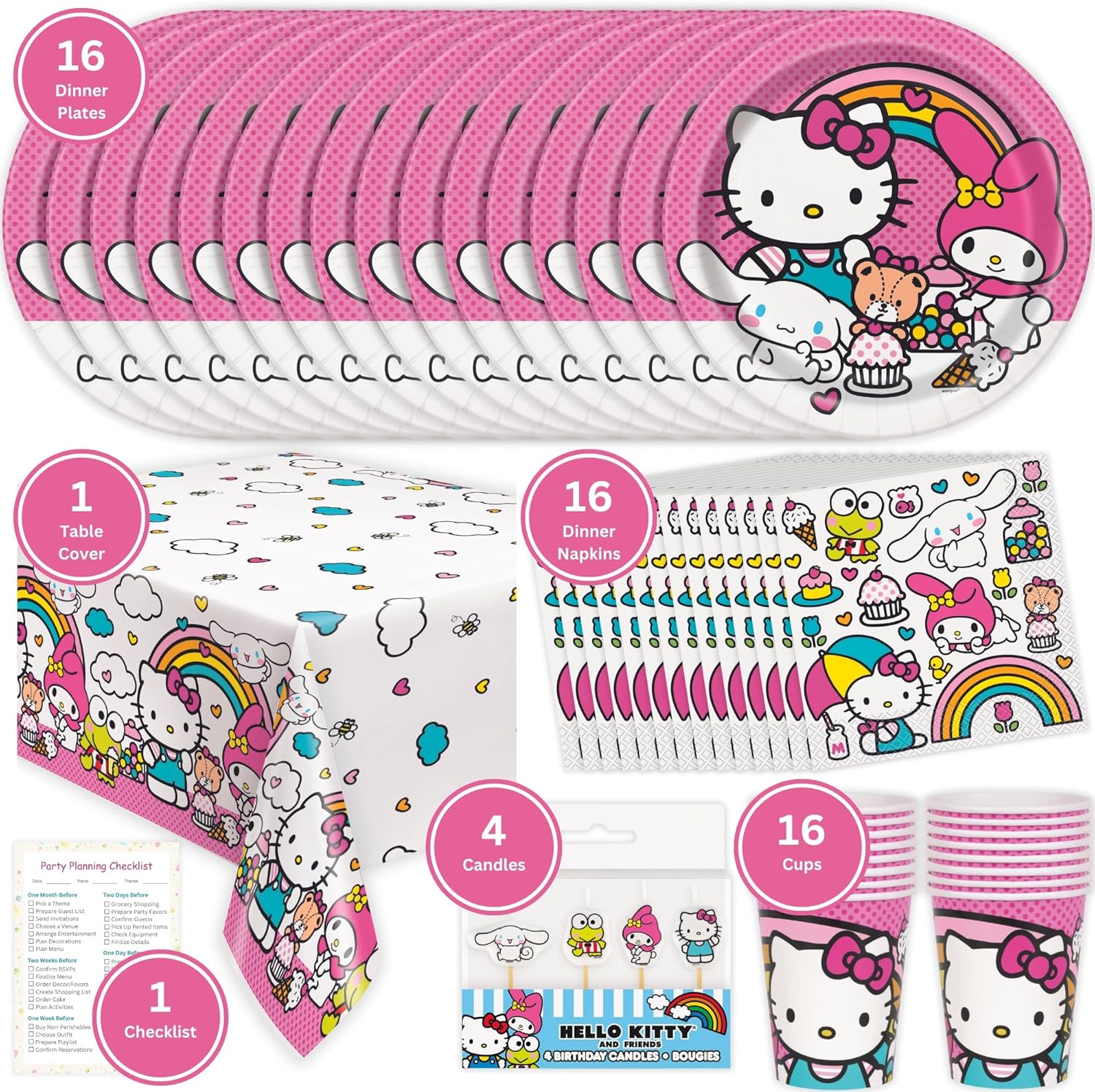 Hello Kitty Birthday Decorations for 16 Guests