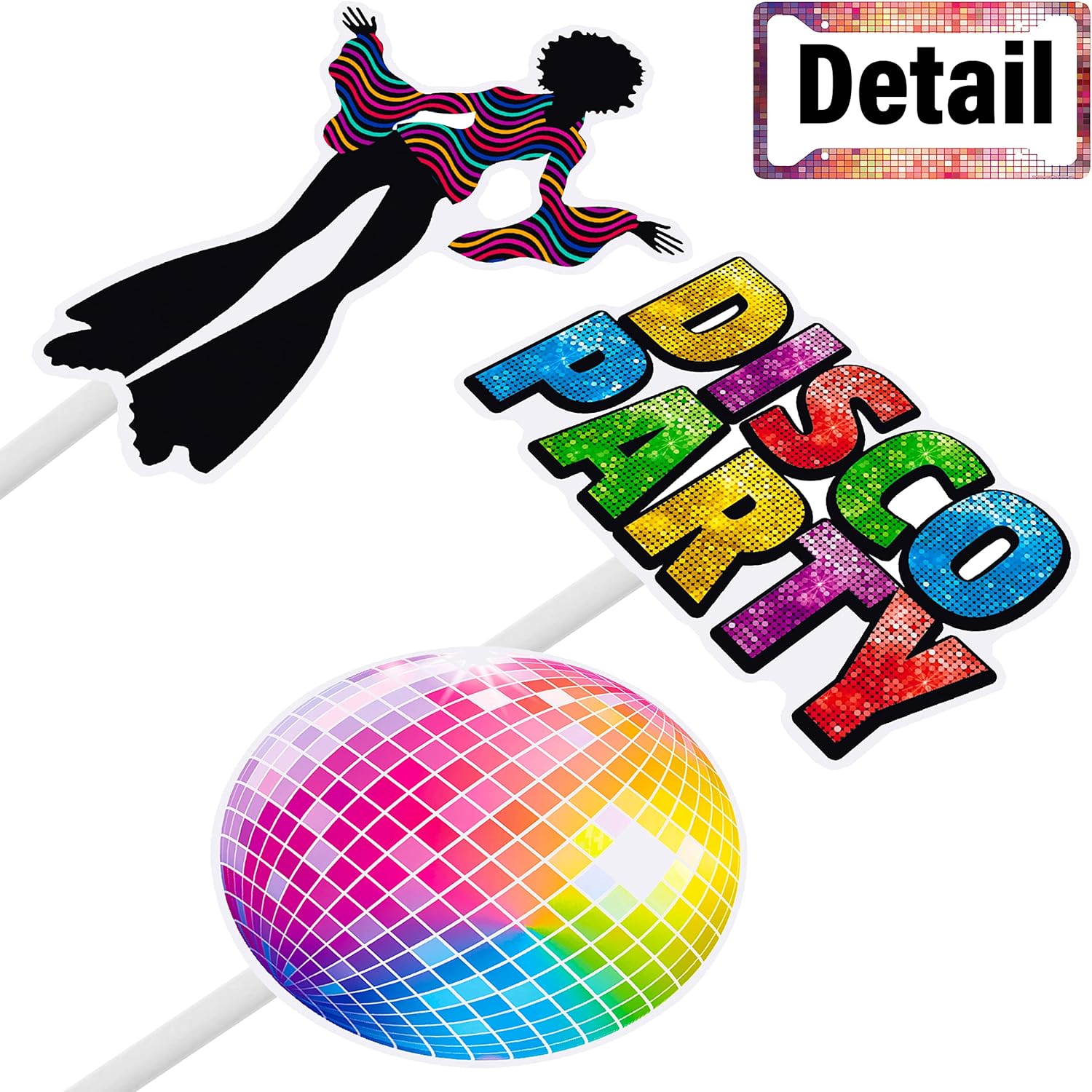 36pcs Disco Party Cupcake Toppers 70s 80s Decorations