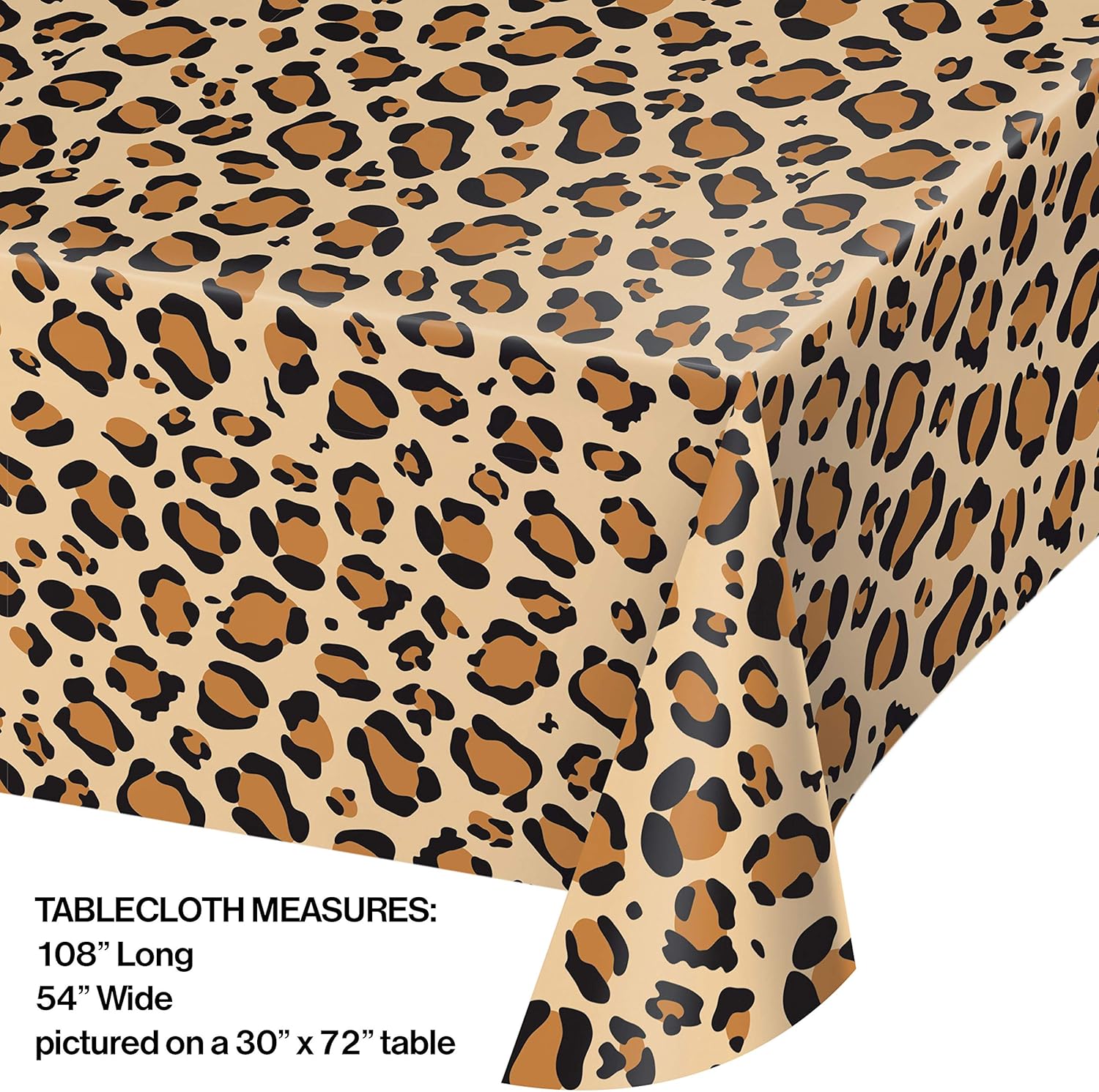 Creative Converting TABLECOVER PL 54x108 Leopard Animal Print Plastic Tablecloth