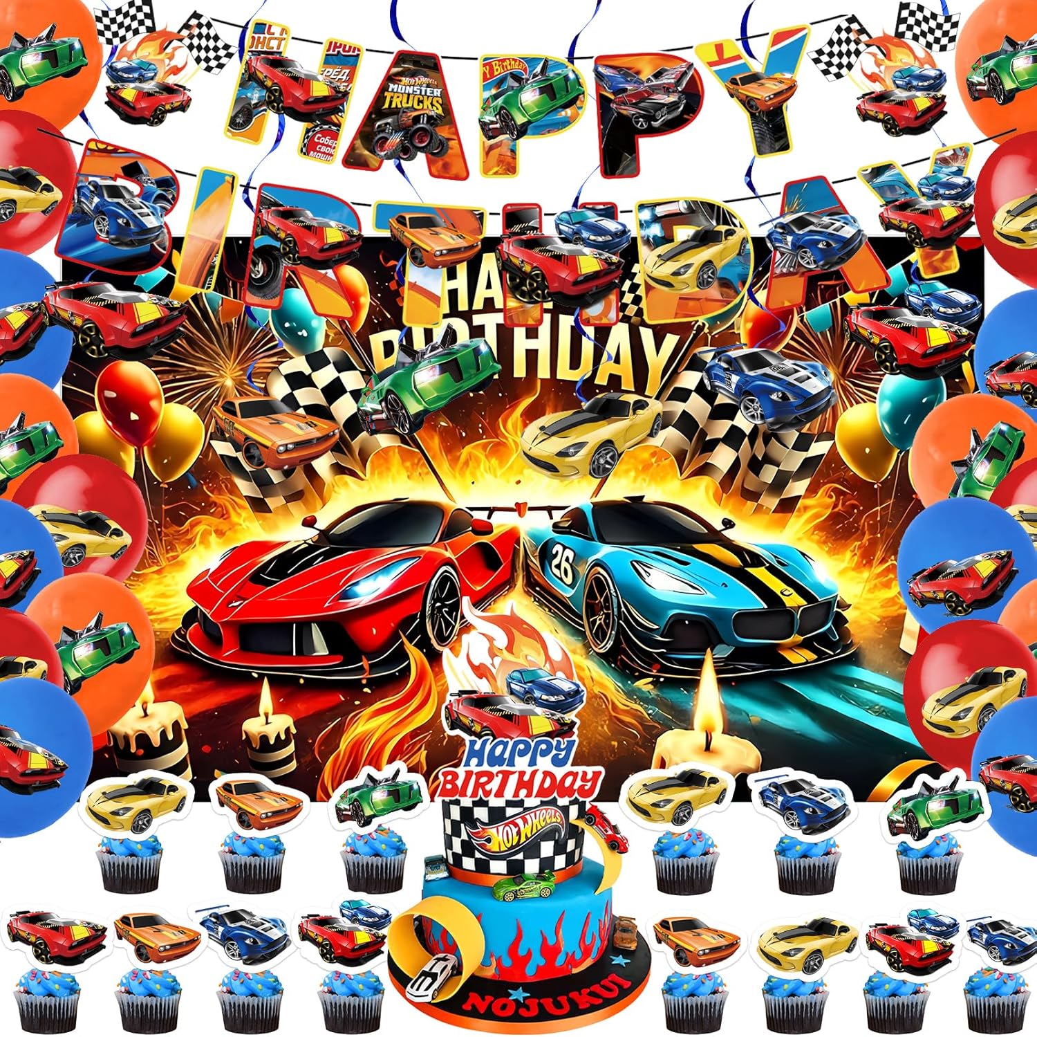 51 Pcs Racing Car Party Decorations for Kids Birthday